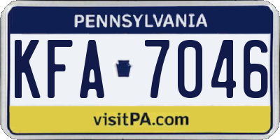 PA license plate KFA7046