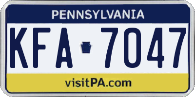 PA license plate KFA7047