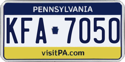 PA license plate KFA7050