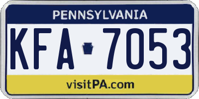 PA license plate KFA7053