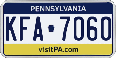 PA license plate KFA7060