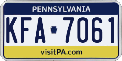 PA license plate KFA7061
