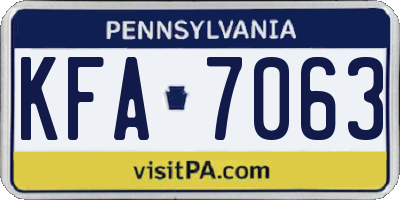 PA license plate KFA7063