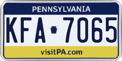 PA license plate KFA7065