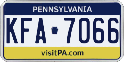 PA license plate KFA7066