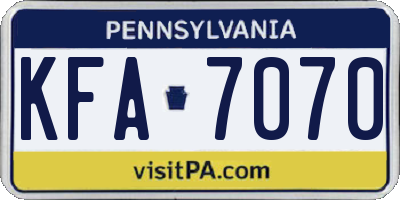 PA license plate KFA7070