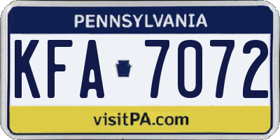 PA license plate KFA7072