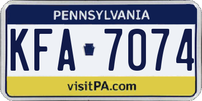 PA license plate KFA7074