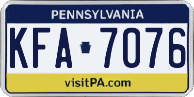 PA license plate KFA7076