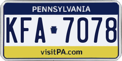 PA license plate KFA7078
