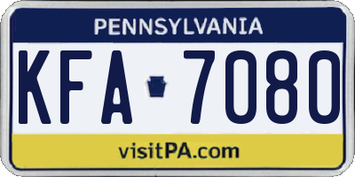 PA license plate KFA7080