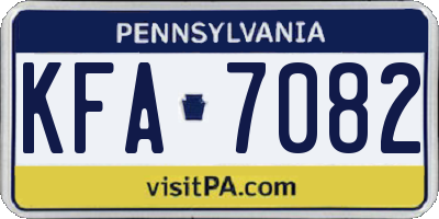 PA license plate KFA7082