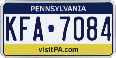 PA license plate KFA7084