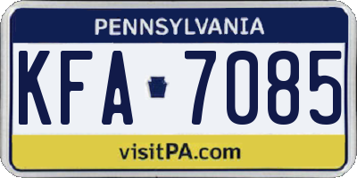 PA license plate KFA7085