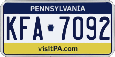PA license plate KFA7092