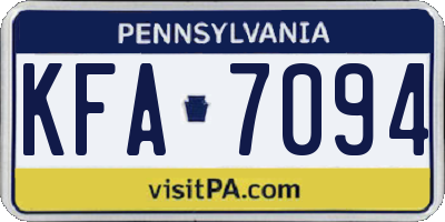 PA license plate KFA7094