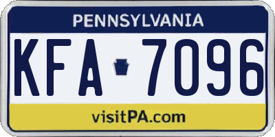 PA license plate KFA7096