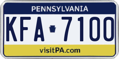 PA license plate KFA7100