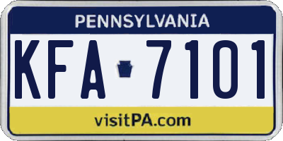 PA license plate KFA7101