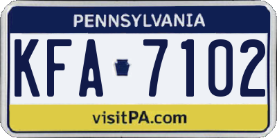 PA license plate KFA7102