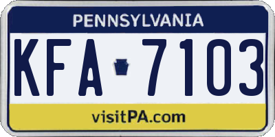 PA license plate KFA7103