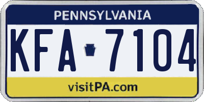 PA license plate KFA7104