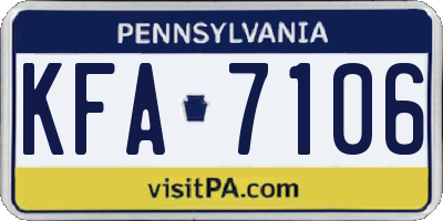 PA license plate KFA7106