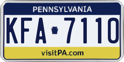 PA license plate KFA7110