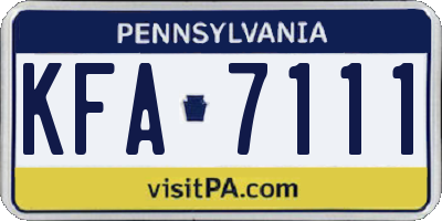 PA license plate KFA7111