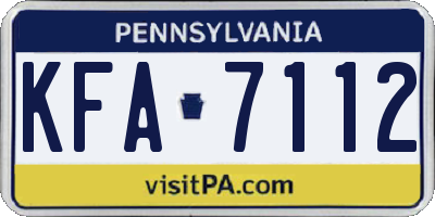 PA license plate KFA7112