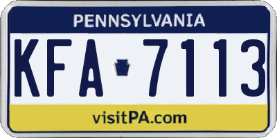 PA license plate KFA7113