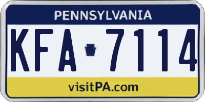 PA license plate KFA7114