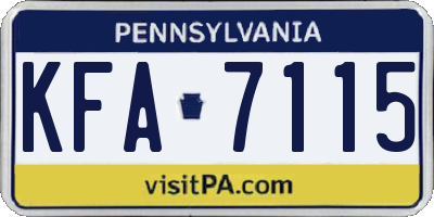PA license plate KFA7115