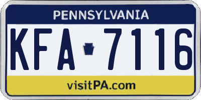 PA license plate KFA7116