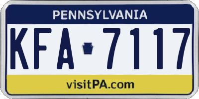 PA license plate KFA7117