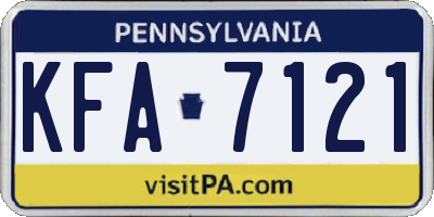 PA license plate KFA7121