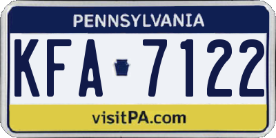 PA license plate KFA7122