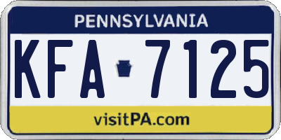 PA license plate KFA7125
