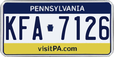 PA license plate KFA7126