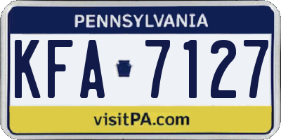 PA license plate KFA7127