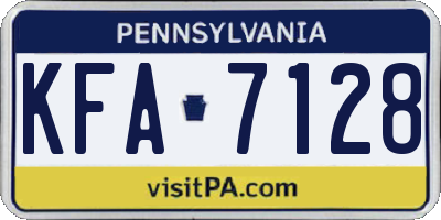 PA license plate KFA7128