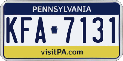 PA license plate KFA7131