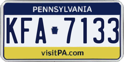 PA license plate KFA7133