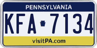 PA license plate KFA7134