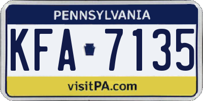 PA license plate KFA7135