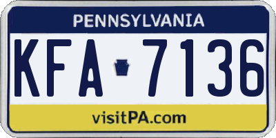PA license plate KFA7136