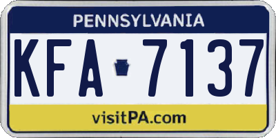 PA license plate KFA7137