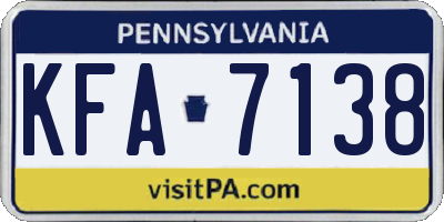 PA license plate KFA7138