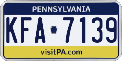 PA license plate KFA7139