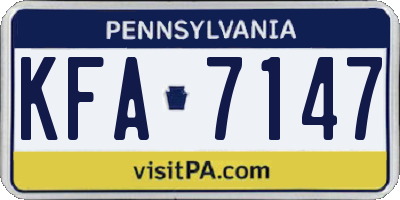 PA license plate KFA7147